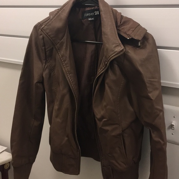 Forever 21 Jackets & Blazers - Forever 21 faux leather brown bomber jacket L